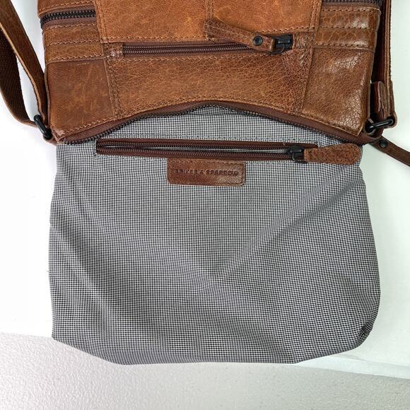 Spikes and Sparrow Tan Brown Leather Medium Crossbody Shoulder Bag Purse - Picture 13 of 16